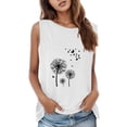 thumbnail image 1 of Gibobby Verano mujer sin mangas flor cuello redondo camiseta sin mangas Casual chaleco Top camisa blusa(Blanco,G), 1 of 5