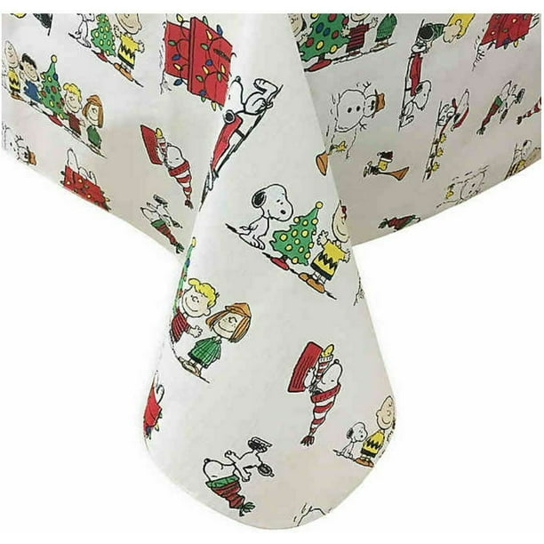 Peanuts Christmas Holiday Vinyl Tablecloth, 52Inch x 70Inch Oblong