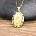 thumbnail image 5 of High Quality Rainbow CZ Stone Virgin Mary Necklaces Pendant 14K Yellow Gold Chain Christian Jewelry Women Christmas Birthday Gift, 5 of 6