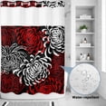 thumbnail image 2 of No Hook Shower Curtain, Red White Shower Curtains for Bathroom with See Through Top Window, Abstract Black Chrysanthemum Flower Floral Waterproof & Washable Bath Curtain Stall 48"x72", 2 of 9