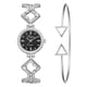 thumbnail image 1 of Reloj femenino con diamantes de imitación y esfera redonda de cuarzo con correa de aleación y pulsera (negro plateado), 1 of 4