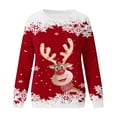 thumbnail image 4 of Fiaer Crew Neck Sweatshirts Women Christmas Deer Snowflake Graphic Tees Funny Xmas Plus Size Baggy Trendy Long Sleeve Tops Red XL, 4 of 4