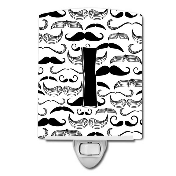 Letter I Moustache Initial Ceramic Night Light