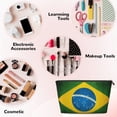 thumbnail image 4 of Brazilian Flag Travel Handbag Leather Purse Organizer Tidy Bag Purse Toiletry Clutch For Women, 4 of 7