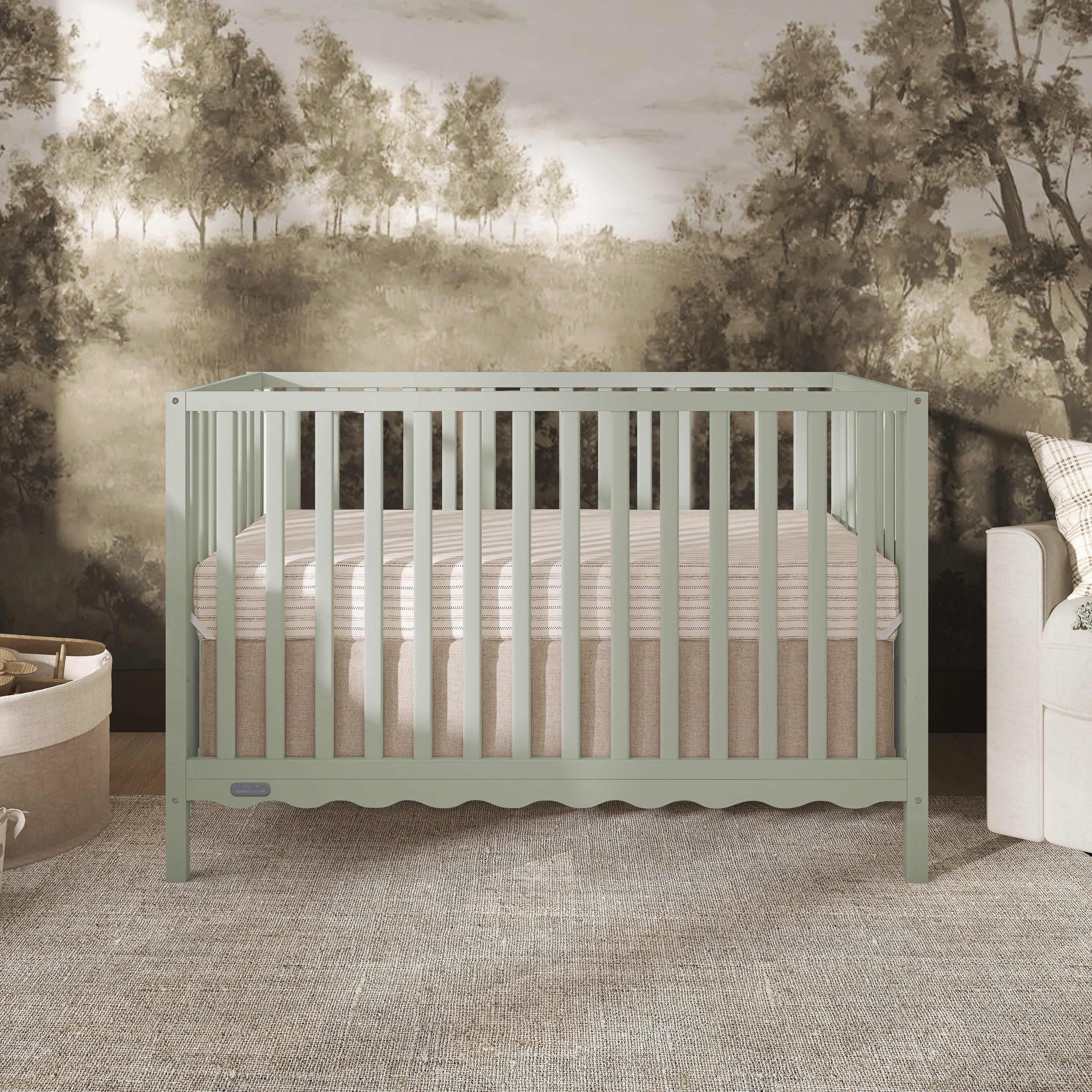 Dream On Me Synergy Wave 5-in-1 Convertible Crib, Sage Green