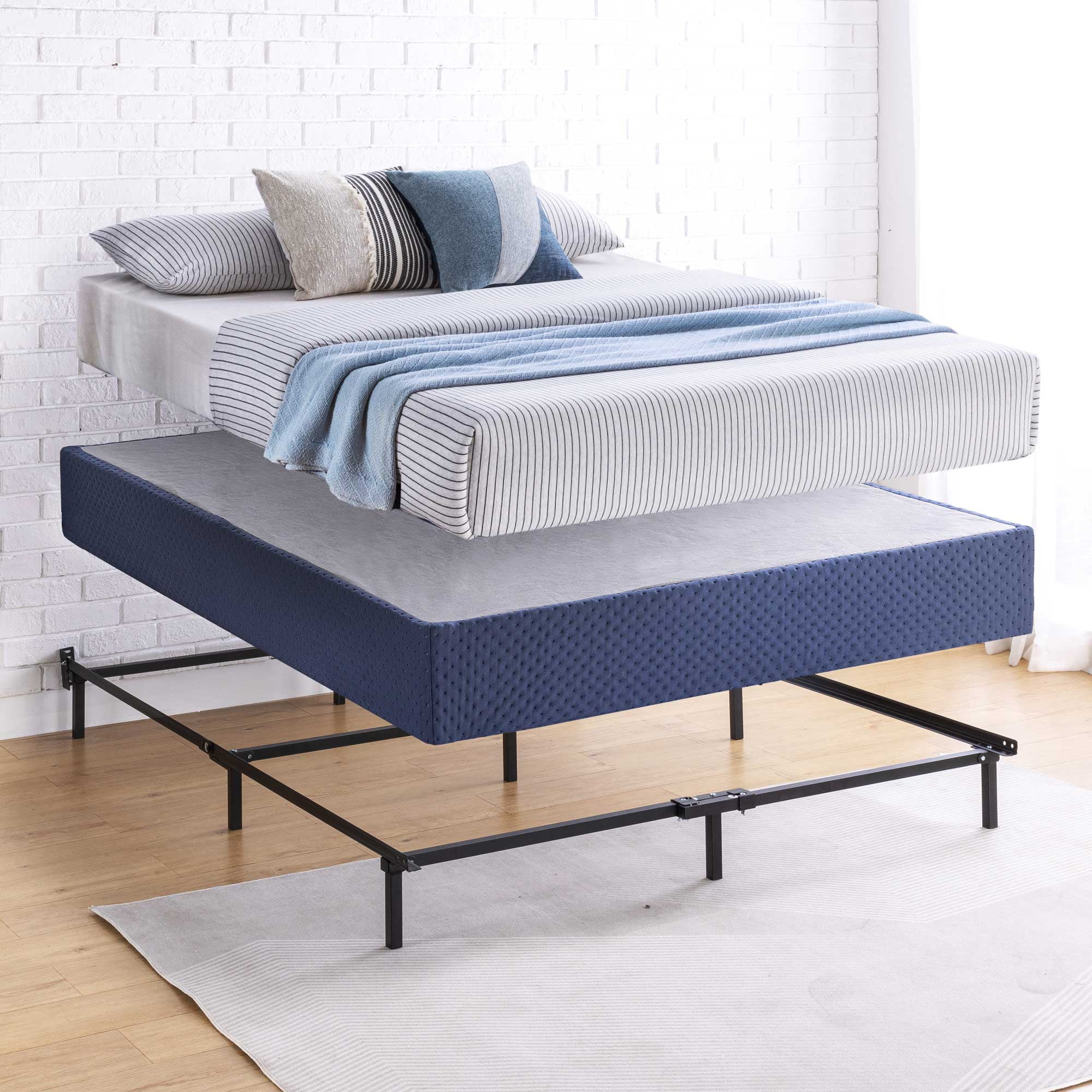 Mellow 9" Box Spring, Heavy Duty Steel, Easy Assembly, Navy, Queen