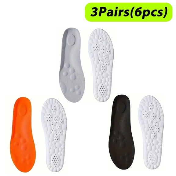 Venoro 3 Pairs Cushioning Insoles Memory Foam Work Sports Soft Insoles, Size Large 7-14