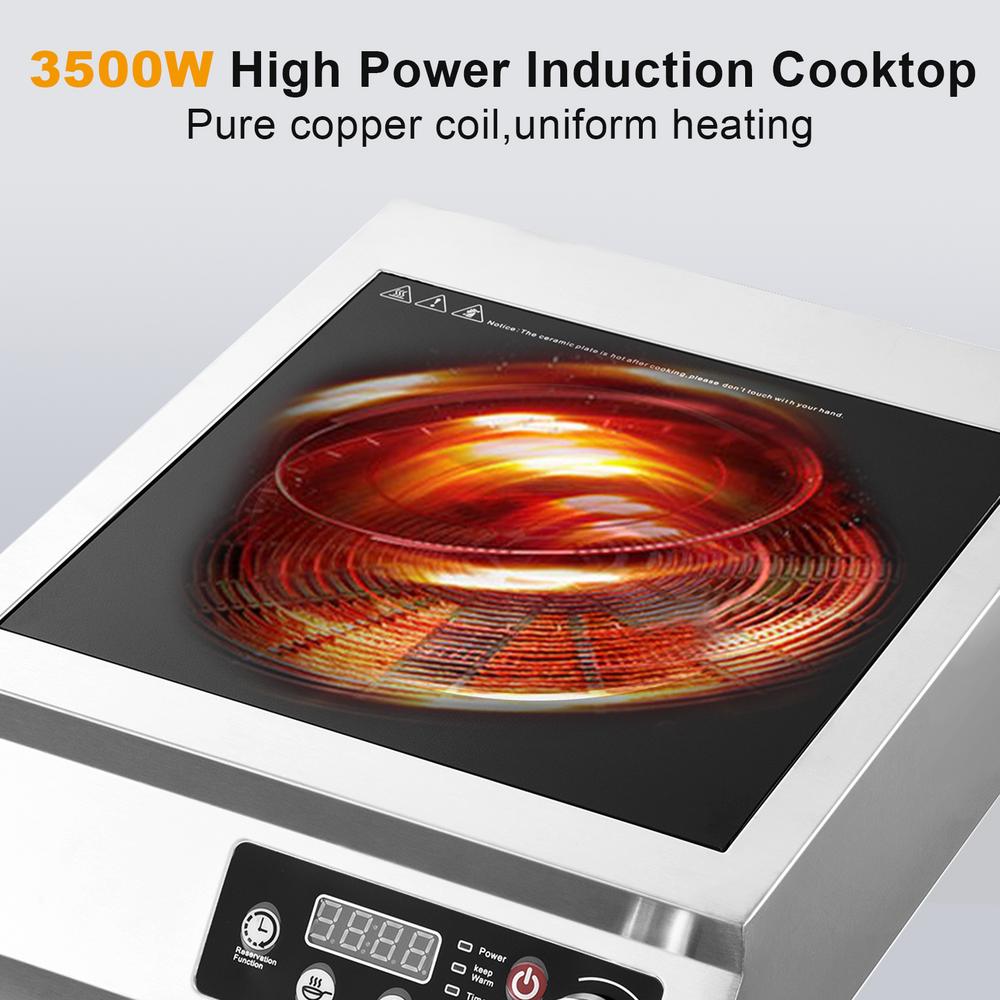 Commercial Induction Cooktop, 3500W Powerful Electric Induction Burner, 8 Power Levels Electric Burners for Cooking, Induction Hob for Chefs, Hotels