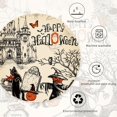 thumbnail image 4 of 1pc Scary Halloween Shower Curtain Set with Gothic Pumpkin Cat Skull and Scarecrow Design - Vintage Holiday Home Bathroom Decor - Washable Polyester Fabric with 12 Plastic Hooks - 71x71 Inches, 4 of 4