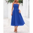 thumbnail image 4 of Vestido PRETTYGARDEN para mujer, de verano, con tirantes finos, midi, azul, 4 of 9