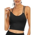 thumbnail image 4 of FANNYC Classic Women Criss-Cross Back Sports Bra Removable Padded Longline Strappy Sports Bras Medium Support Yoga Bra Crop Top Vest, 4 of 8