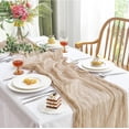 thumbnail image 2 of Parojati 2 Pcs Cheesecloth Table Runner 35'' x 120'' inch Nude Boho Gauze Cheese Cloth Table Runners for Baby Shower Decoration Wedding Party Summer Garden Farmhouse Nude, 2 of 8