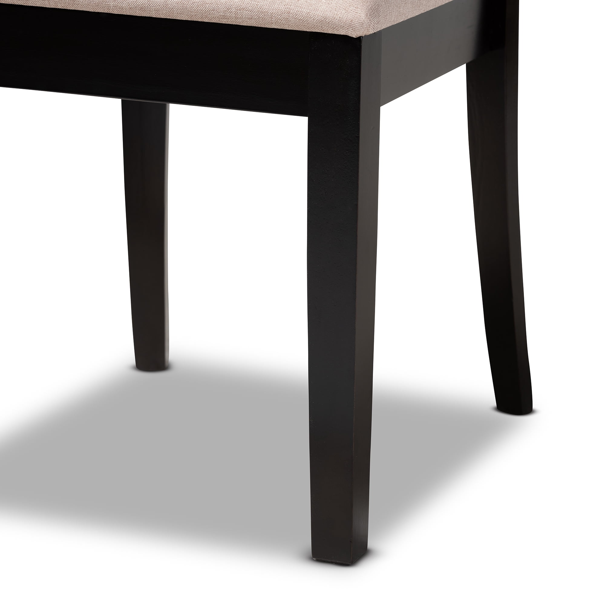 Baxton Studio Minette Modern and Contemporary Sand Fabric Upholstered Espresso Brown Finished Wood 7-Piece Dining Set