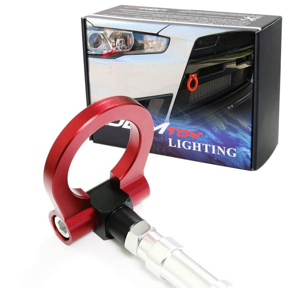 Red Track Racing Style Tow Hook Ring For 2008-2016 Mitsubishi Lancer Evolution Evo X 10 (CZ4A), Made of Lightweight Aluminum