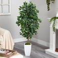 thumbnail image 3 of Nearly Natural 4.5ft. Ficus Artificial Tree in White Metal Planter, 3 of 4