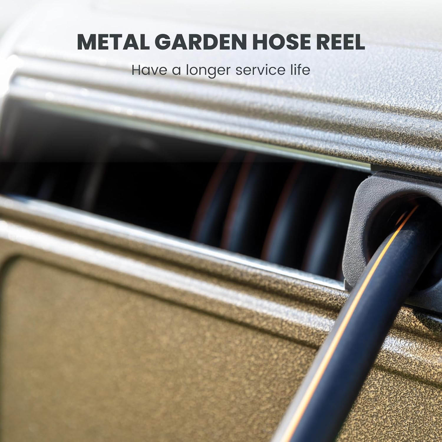 Giraffe Tools Metal Garden Hose Reel Box, Heavy Duty Storage Reel Hideaway, Green