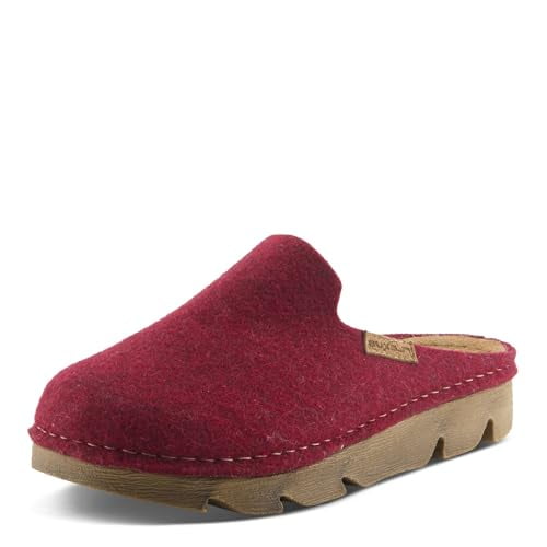 Flexus Spring Step Cloggish Platform Clogs for Women - Wool Felt Round Toe Slippers - Ladies Casual Shoes for Everyday Wear