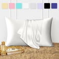 thumbnail image 2 of ANMINY Satin Pillowcase Set of 2 Queen Silk Bedding Pillowcases 30" x 20" Pillow Cover, White, 2 of 7