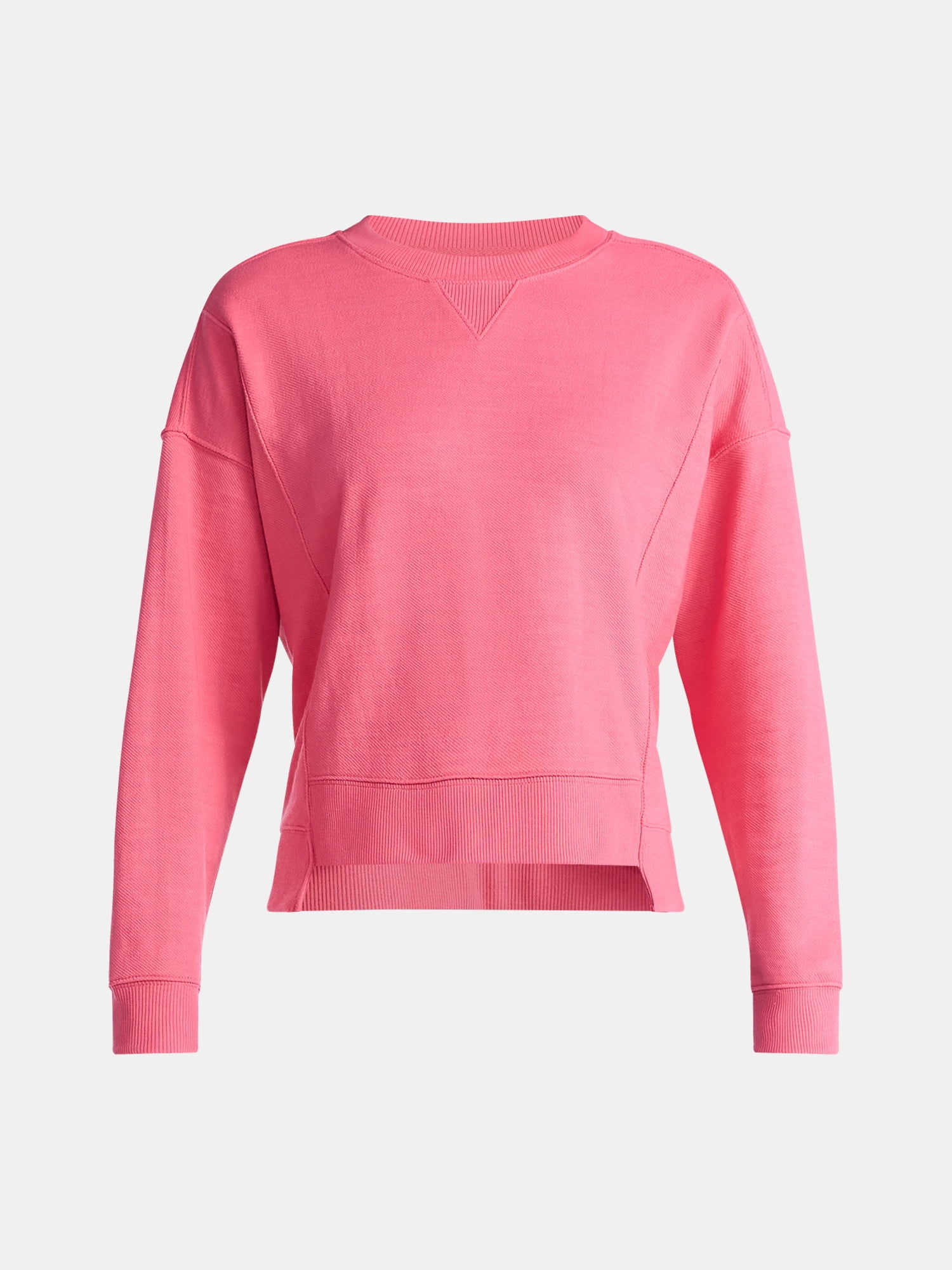 Time and Tru Women’s Ribbed Panel Sweatshirt with Long Sleeves, Sizes XS-XXXL