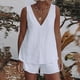 thumbnail image 2 of Mujeres Casual Verano Cuello en V Sólido Sin mangas Tops y pantalones cortos Conjunto de dos piezas Traje Wmkox8yi  bvn1149, 2 of 8
