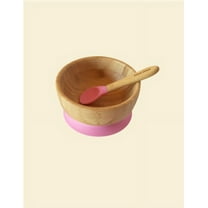Jaiye - Baby Dishes - Bamboo Baby Bowls & Silicon Spoon for Babies, Kids & Toddler - Baby Food Bowls with Suction - Pink