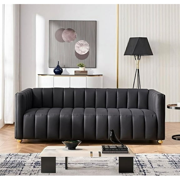 US Pride Furniture Glam Fabric Upholstered Solid Wood Frame 82.7" Art Deco Sofa