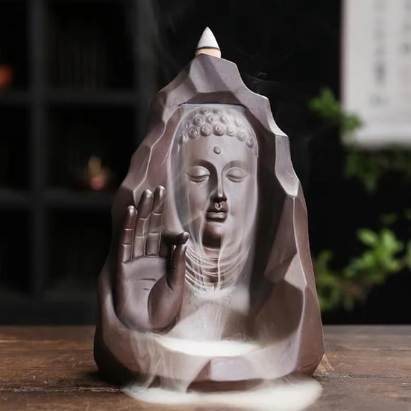 1pc Purple Clay Zen Buddha Backflow Incense Burner, Home Decor (Without Incense)