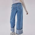 thumbnail image 4 of WCMZJ Womens Baggy Jeans Boyfriend Wide Leg Trendy Casual Low Rise Cuffed Hem Denim Pants with Pockets Light Blue S, 4 of 9