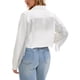 thumbnail image 3 of Chaqueta de mezclilla con flecos de manga larga y dobladillo deshilachado para mujer INSPIRE CHIC, corta, talla 2XL, blanca, 3 of 6
