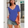 thumbnail image 3 of Women Large V-Neck Short Sleeve Bottoming Shirt, 3 of 6