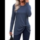 thumbnail image 3 of Blusa Tipo Túnica de Larga para Mujer, Informal, con Cuello Redondo y Parte Superior con Frontal, Ideal para Leggings. Azul S, 3 of 9