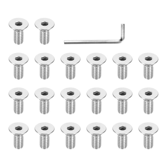 1/4-20 x 5/8" Flat Head Socket Cap Screws 304 Stainless Steel Machine Screws with Hex Spanner 20 Pcs