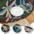 thumbnail image 3 of Round Fitted Tablecloth with Elastic Edge Featuring Retro Tropical Plant and Leafy Botanical Prints, Waterproof Vinyl, Backed for Table Protection, Perfect for Outdoor Parties, 3 of 3
