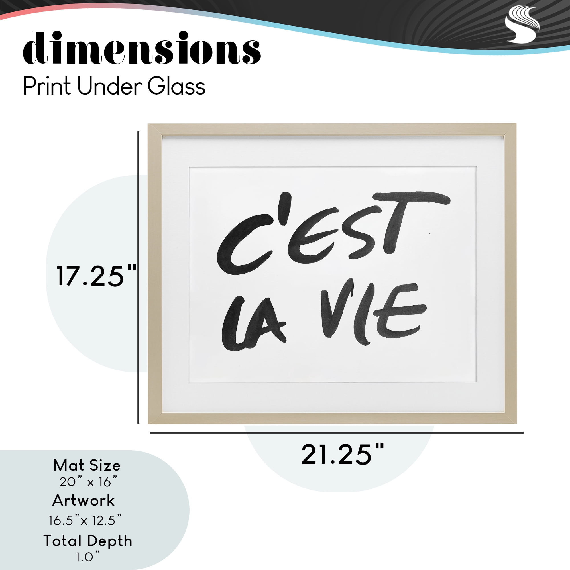 Stupell Industries C'est La Vie Minimal Text Birch Framed Print Under Glass, design by SD Graphics Studio