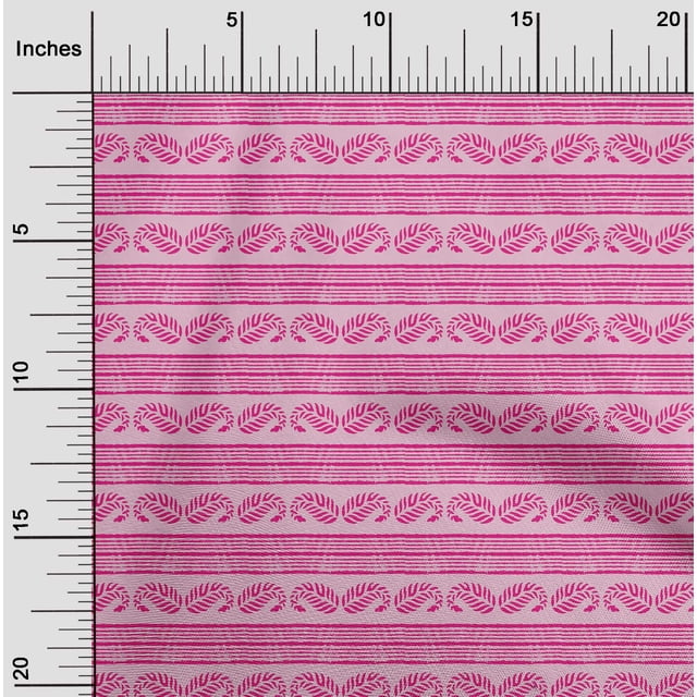 oneOone Georgette Viscose Fabric Stripe & Paisley Block Print Fabric BTY 42 Inch Wide