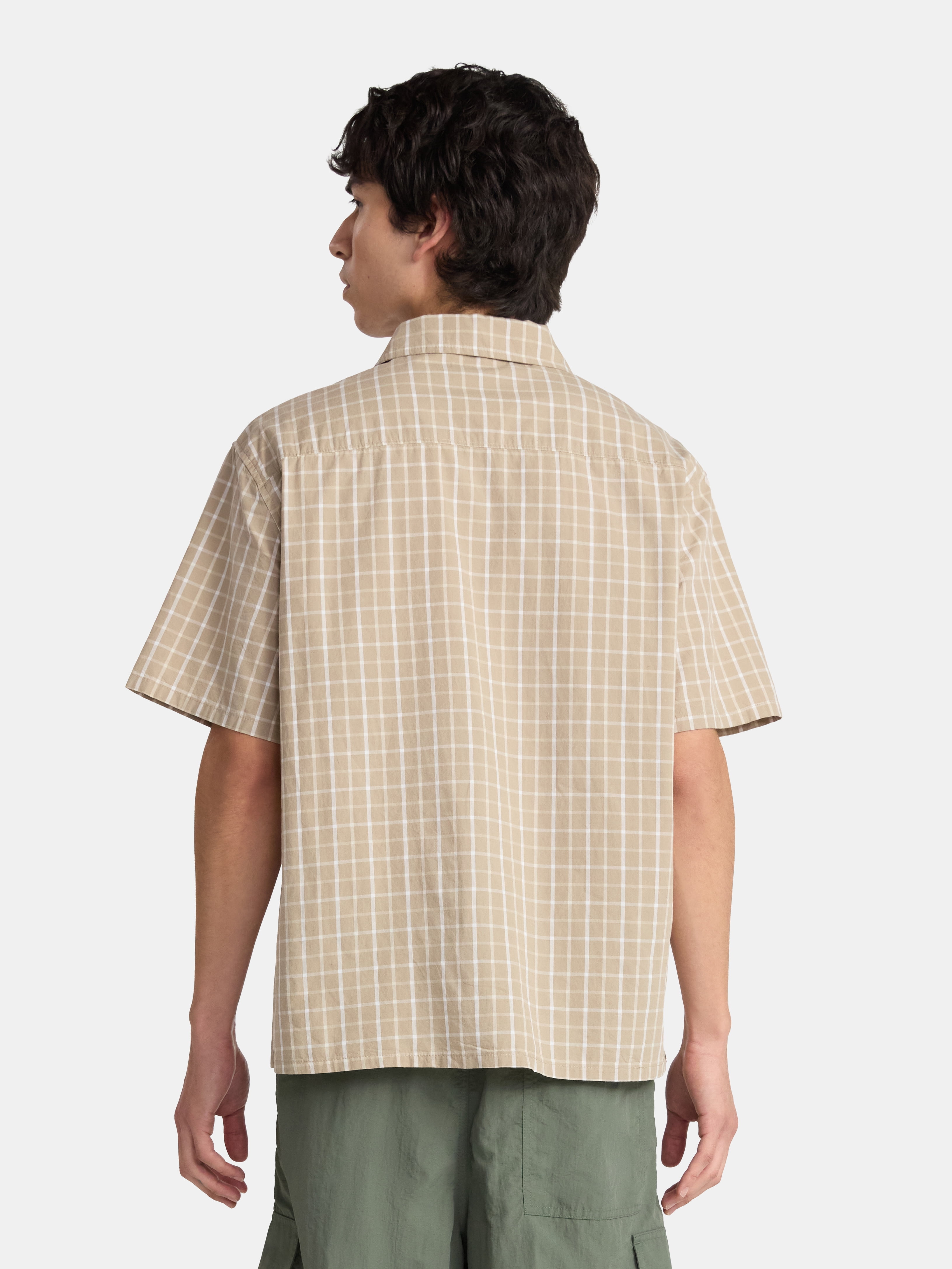 No Boundaries Boxy Button Down Shirt with Short Sleeves, Men's and Big Men's