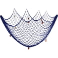 thumbnail image 1 of Decorative Fish Netting, Fishing Net Decor, 79 x 59inch Ocean Pirate Beach Theme Party Home Decorations, Mediterranean Style Decor Nautical Decorative Fish Net with Sea Shells, Color Blue, 1 of 8