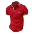 thumbnail image 5 of WTXUE Polos Short Sleeve, Lapel Golf Shirts for Men Spring Summer Casual Buttons Lapel T Shirt Tops Solid | Workwear for Men Red S, 5 of 5