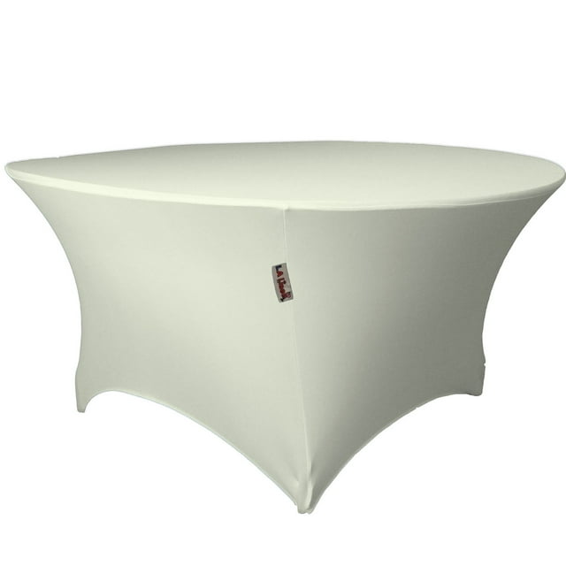 LA Linen TCSpandex60Rx30H_IvoryX25 LA Linen Round Spandex Tablecloth, 60-Inch Round 30-Inch High, Ivory