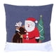 thumbnail image 2 of Funda de cojín con estampado navideño bordado y cremallera oculta para decoración del hogar, diseño de Papá Noel con alce azul sin relleno de almohada., 2 of 14