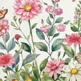 thumbnail image 6 of WYYP Floral Design Butterfly Pink Flower Round Table Cloth 100% Polyester Table Cover White, 6 of 8