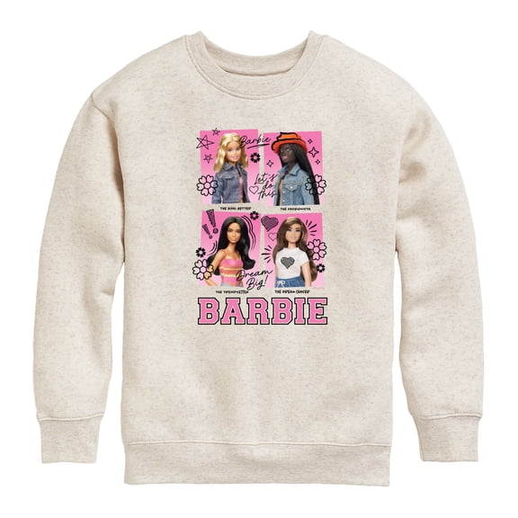Barbie - Yearbook Scribble - Youth Girls Crew Fleece Sweatshirt