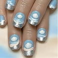 thumbnail image 3 of KUFptva Square Press on Nails Sea Shells Fake Nails Stick on Nails in 12 Size 24 Pcs French Nails Tips for DIYS Nails Art Decors, 3 of 7