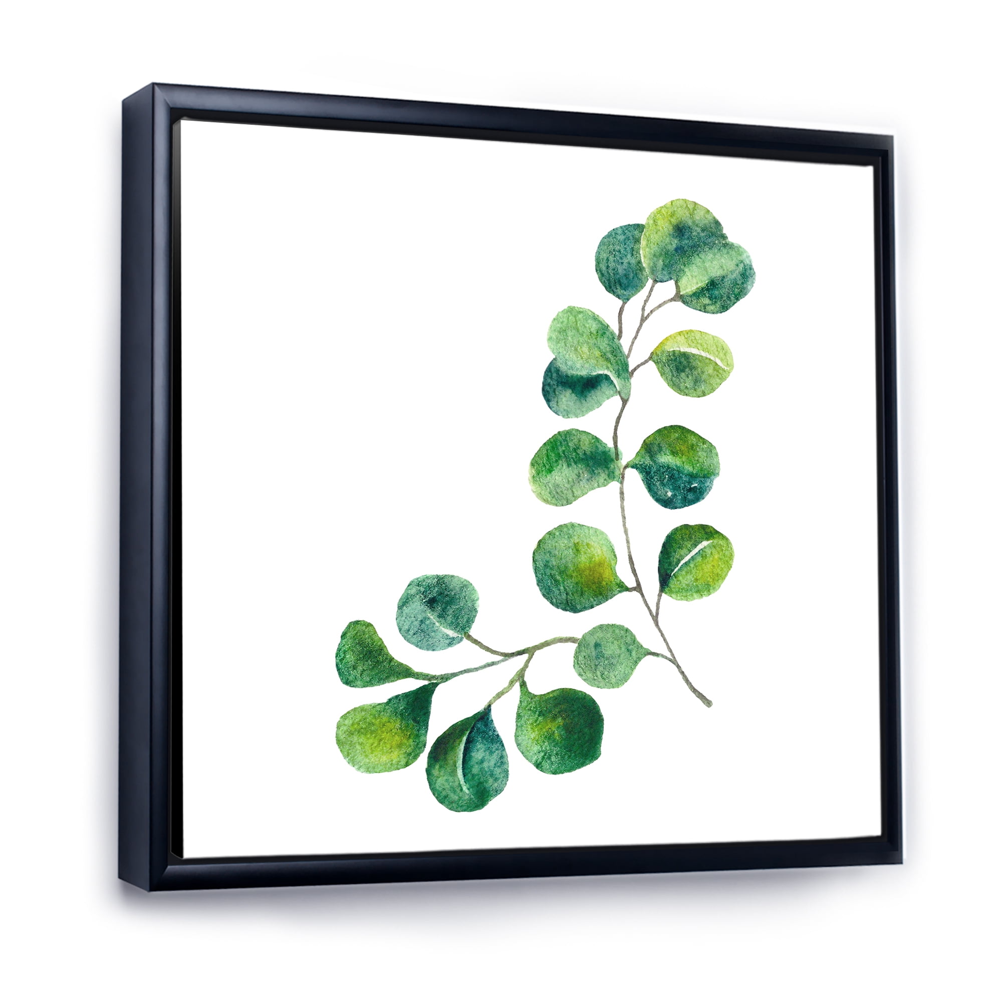 Designart 'Green Eucalyptus Plant Branches II' Traditional Framed Canvas Wall Art Print