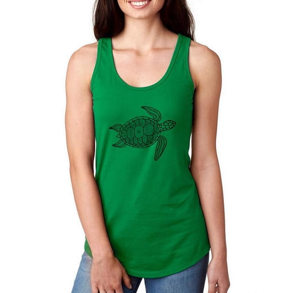 Tortoise Mandala Lineart Racerback Tank Women -Image by Shutterstock, Female Medium