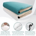thumbnail image 4 of Twin Quilt Set 68''x86'', Teal Beige Ombre Cream Lightweight Bedspread Coverlet Set with 2 Pillow Shams, Modern Turquoise Abstract Art Breathable All Season Quilt Bedding for Dorm/Bedroom, 4 of 9