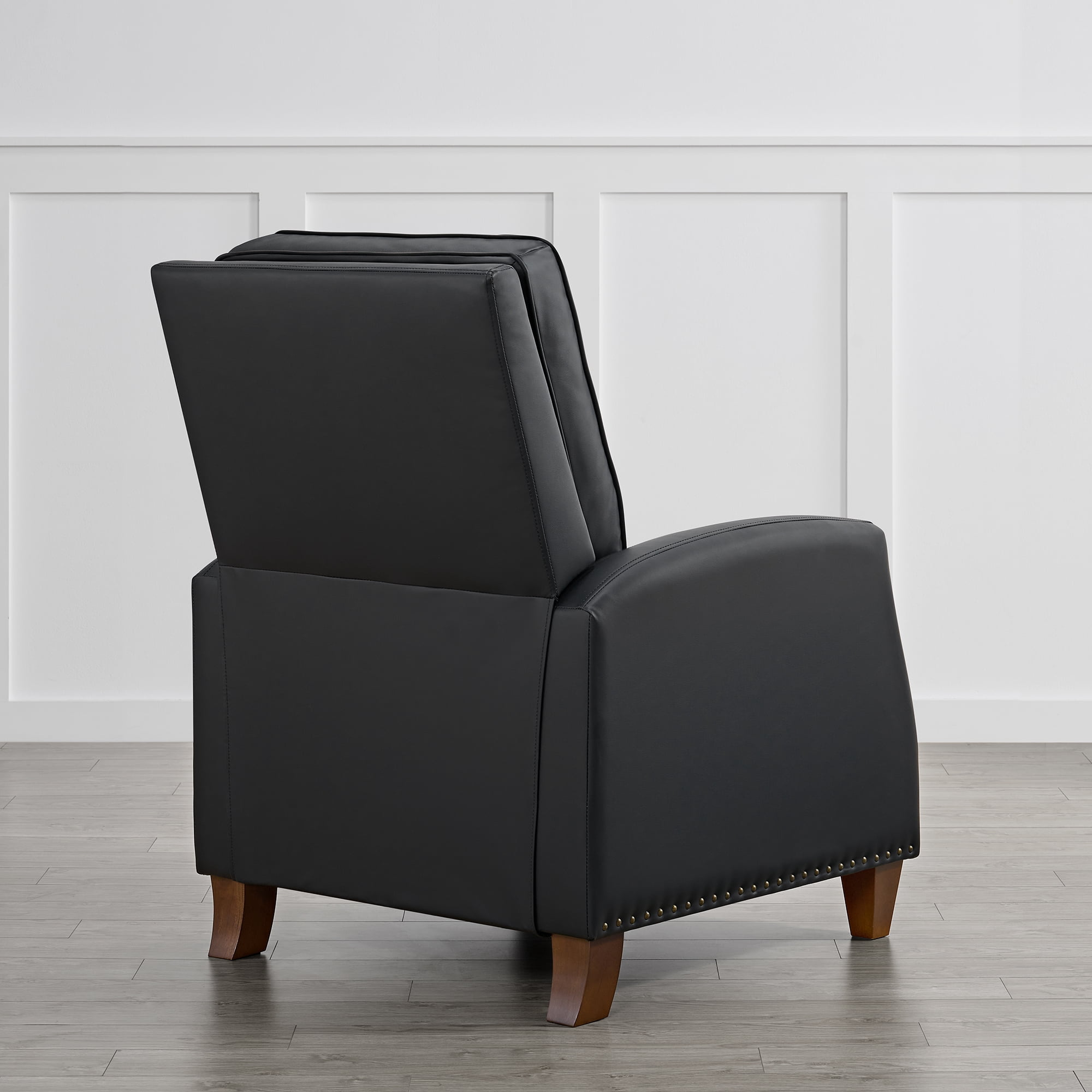 CHITA Recliner Chairs for Adults Single Sofa Chair for Living Room Faux Leather Push Back Recliner,Black