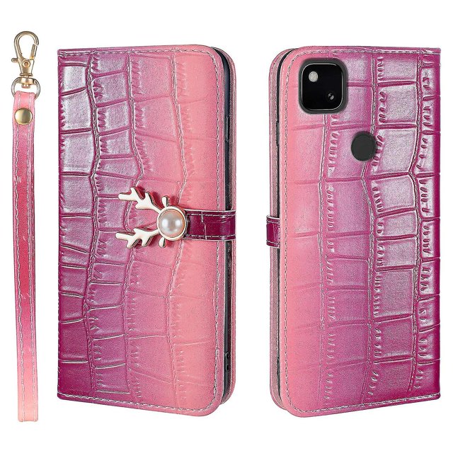 Funda con estampado de alce para Google Pixel 4a con tarjetero, cordón, piel sintética, función billetera y protección contra caídas en las esquinas.