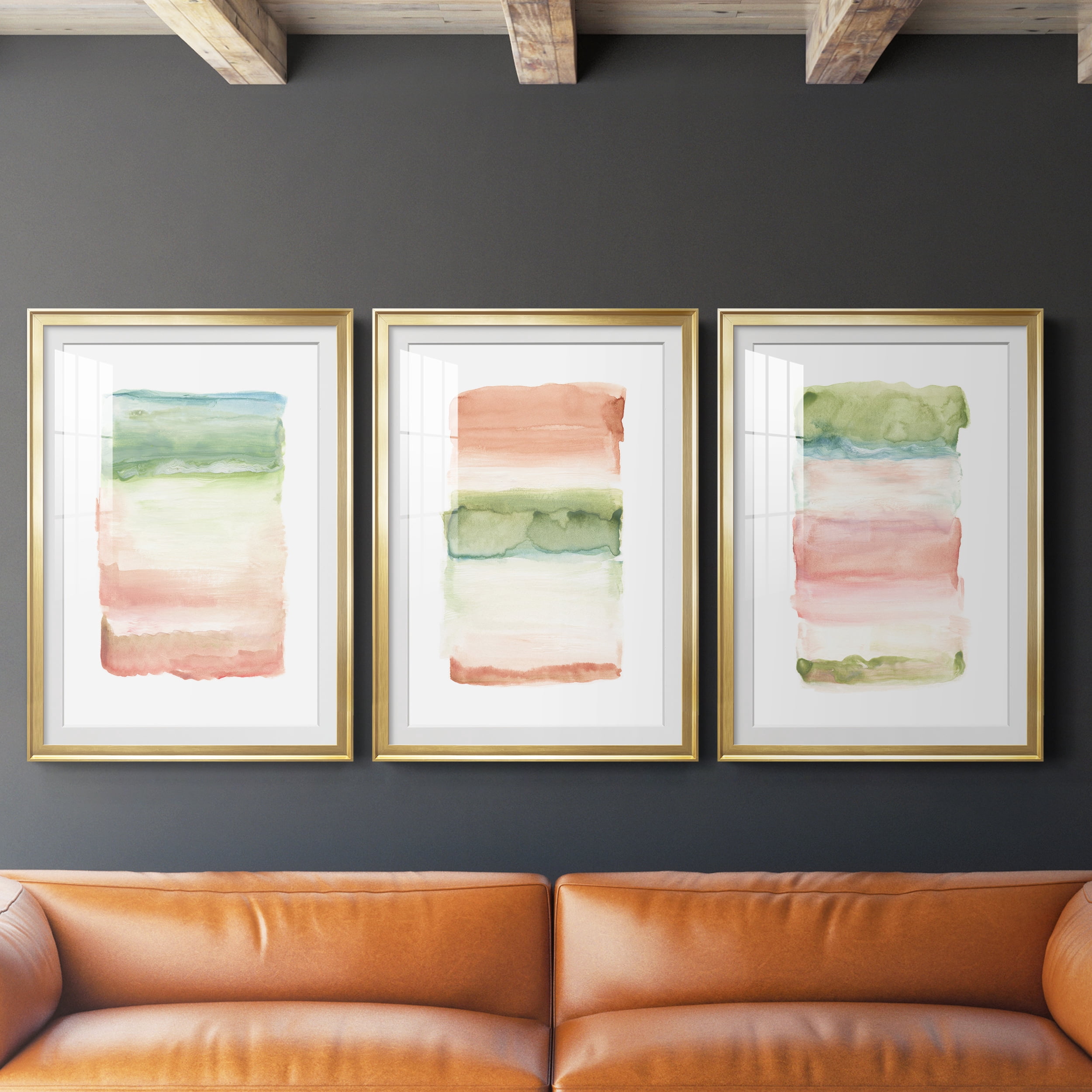 Skye I Premium Framed Prints Set of 3 - Ready to Hang - 26.5 x 36.5 Each - Gold Frame