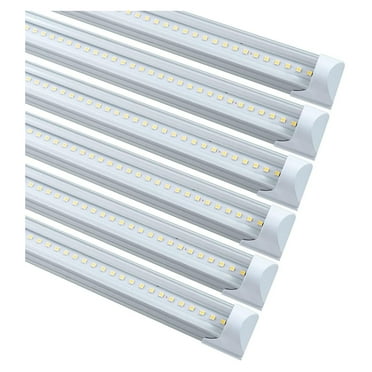 6 Pack LED Shop Light, 4FT 24W 6000K Daylight White Linkable T8 LED Integrated Tube Lights with Clear Cover, LED Bar Lights for Garage,Workshop,Workbench with On/Off Plug Cord